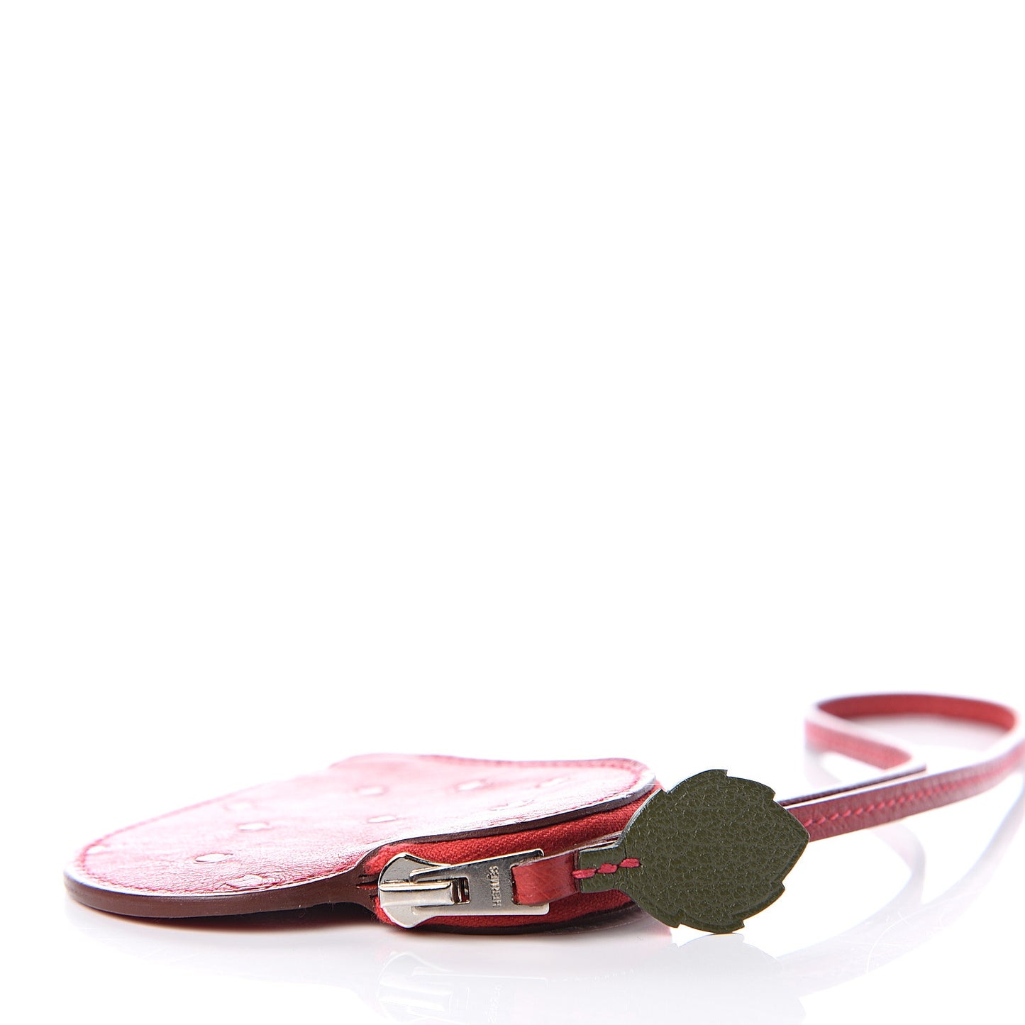 Ostrich Tutti Frutti Strawberry Coin Purse Charm Rouge Vif Canopee