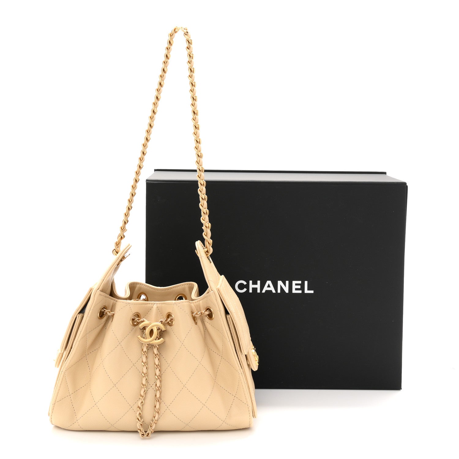 Chanel Caviar Quilted Mini Chanel 25 Handbag Beige 11 of 11