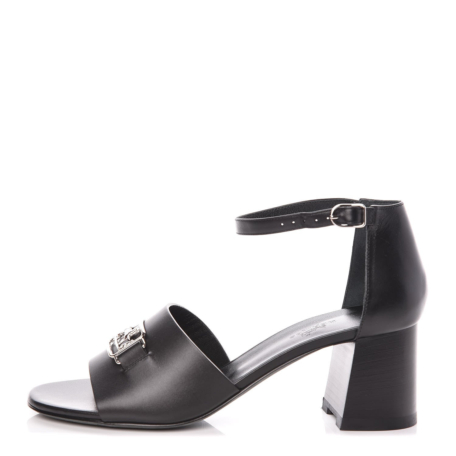 Hermes Calfskin Viaggio 60 Sandals 37.5 Black 1 of 12
