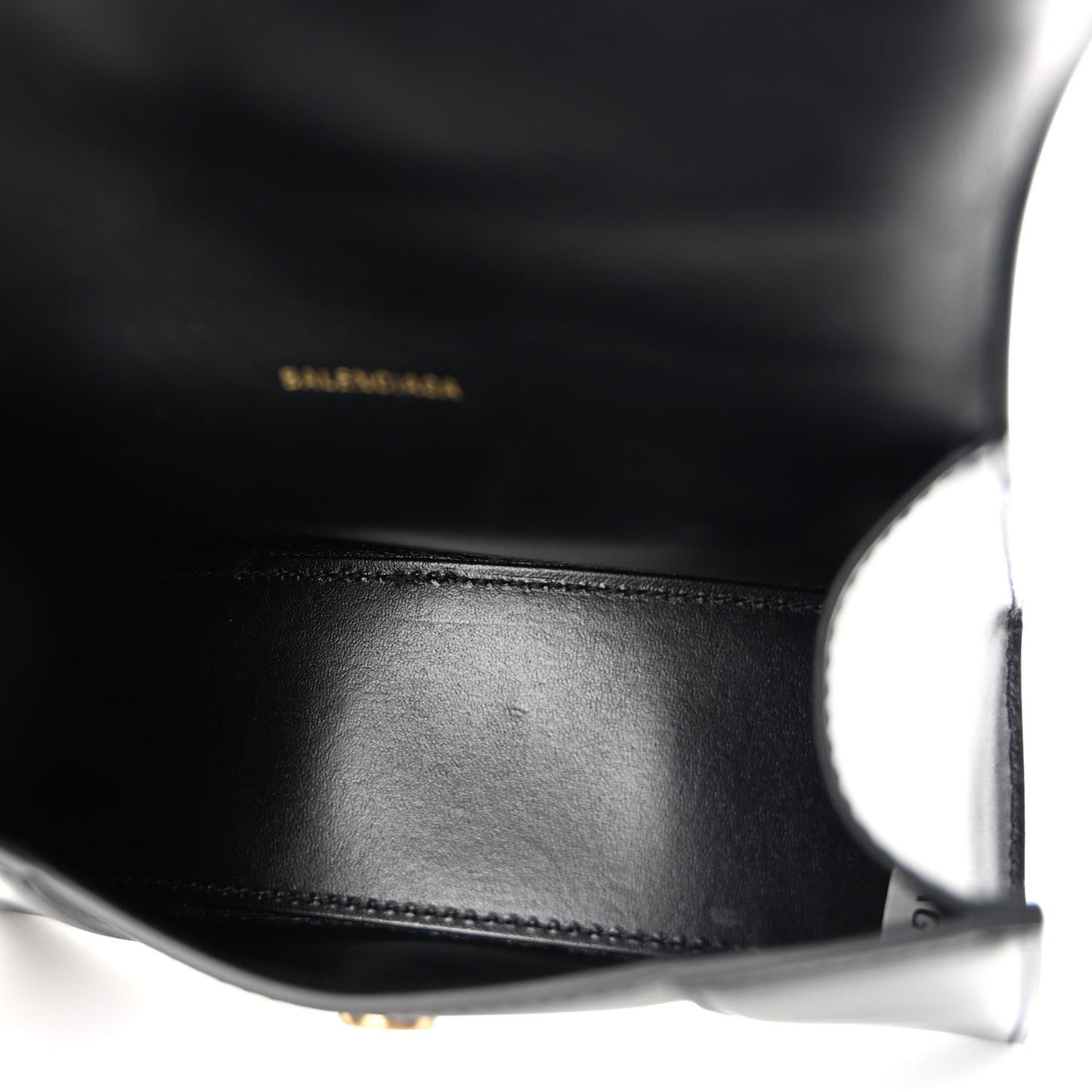 Shiny Box Calfskin Hourglass Top Handle Bag XS Black
