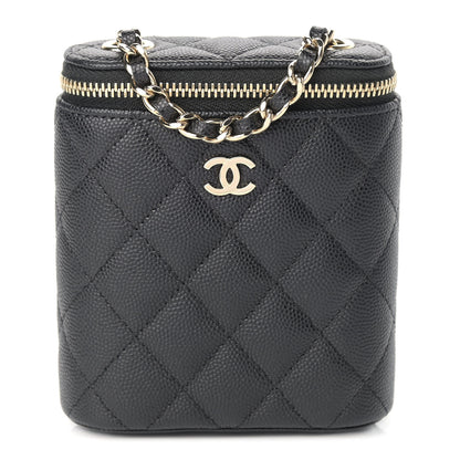 Chanel Caviar Quilted Small Vertical Coco Beauty Vanity Case With Chain Black 1 of 9