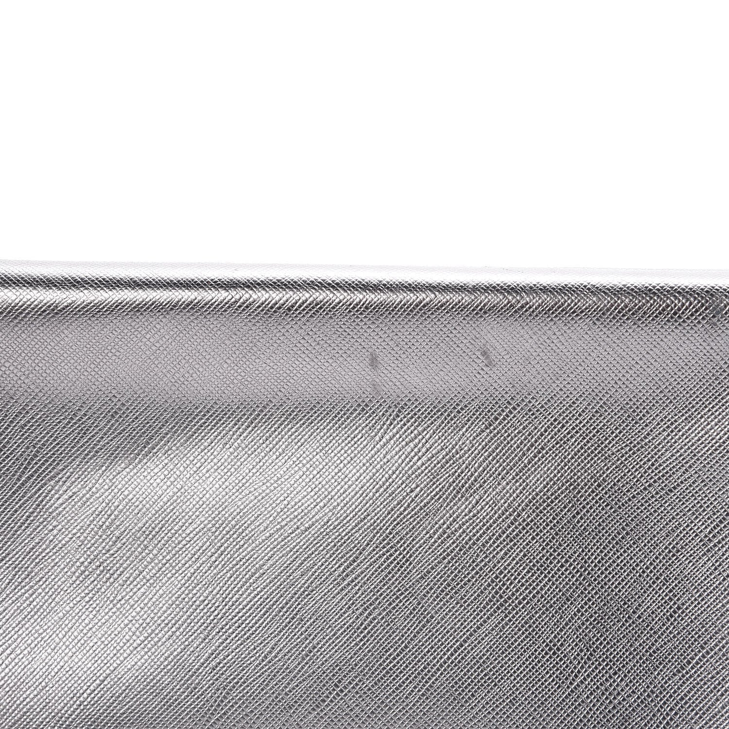 Prada Metallic Saffiano Lux East West Frame Clutch Cromo 10 of 17