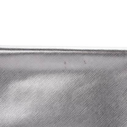 Prada Metallic Saffiano Lux East West Frame Clutch Cromo 10 of 17