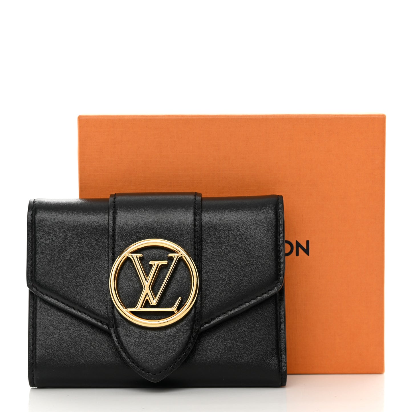 Smooth Calfskin LV Pont 9 Compact Wallet Black