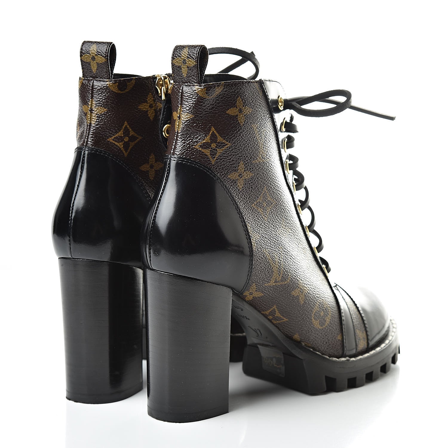 Louis Vuitton Patent Calfskin Monogram Star Trail Ankle Boots 38.5 Black 4 of 7