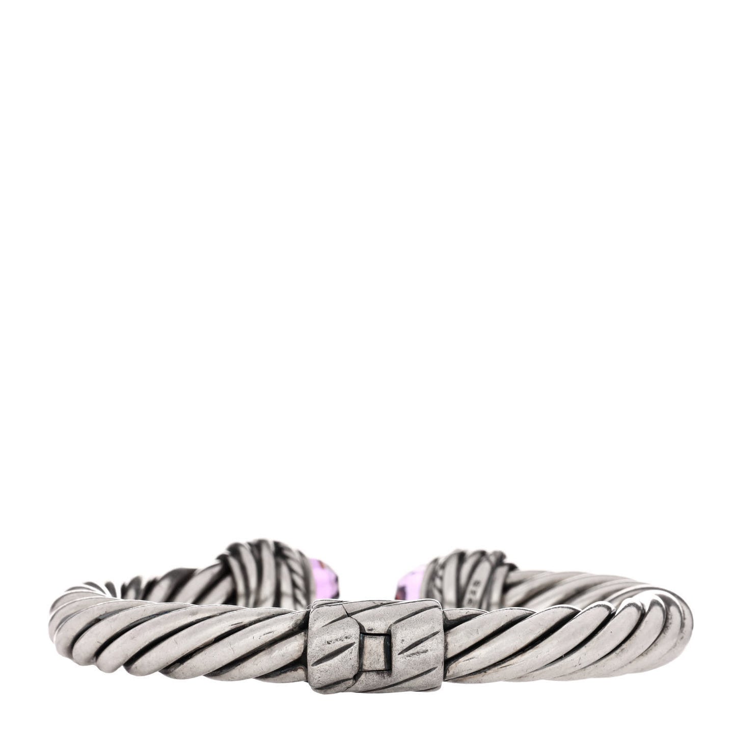 Sterling Silver Diamond Amethyst 8mm Cable Crossover Bracelet