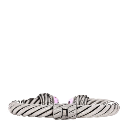 David Yurman Sterling Silver Diamond Amethyst 8mm Cable Crossover Bracelet 2 of 3