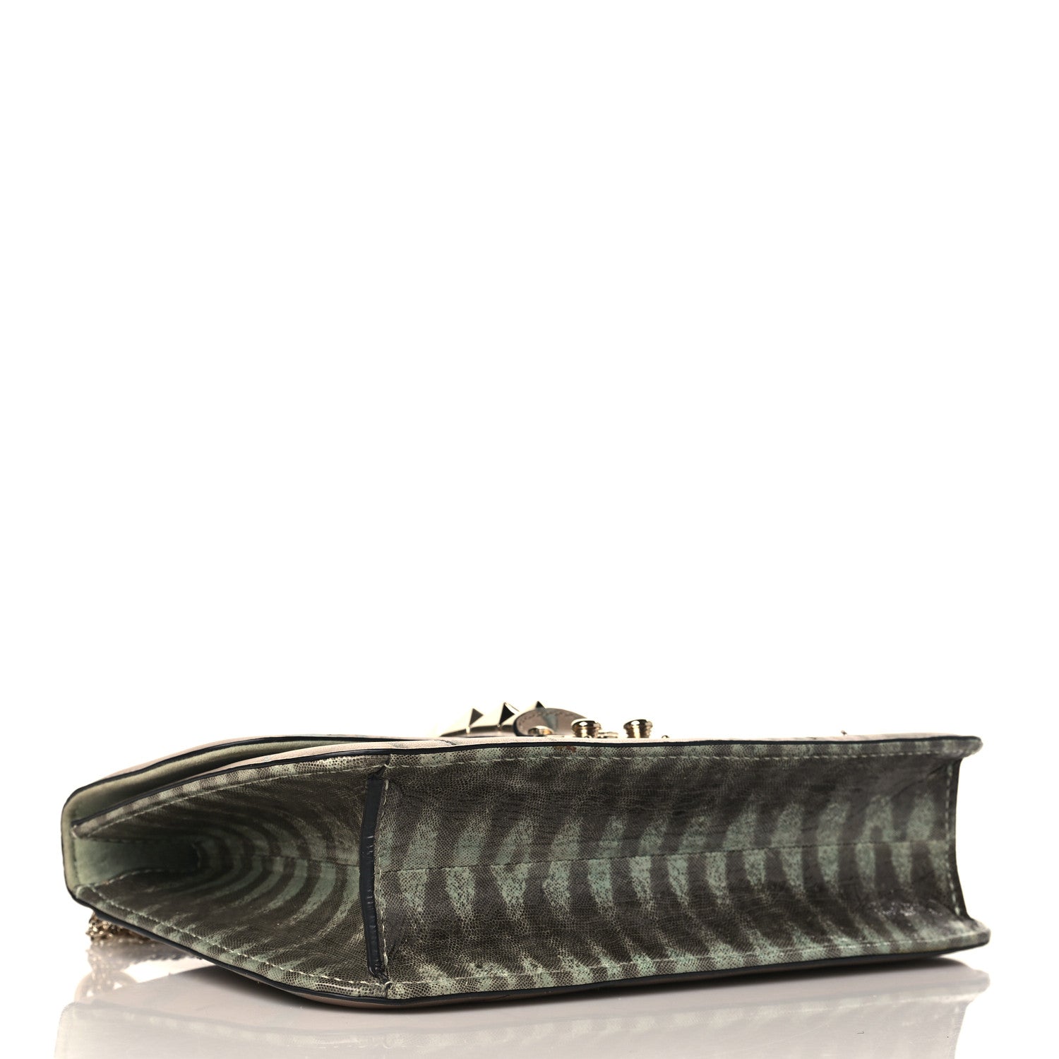 Valentino Garavani Vitello Embroidered Medium Glam Lock Rockstud Flap Beige 4 of 11
