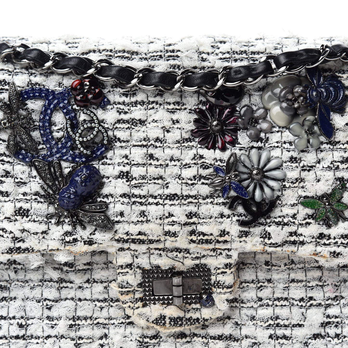 Tweed Garden Party 2.55 Reissue 225 Flap White Multicolor