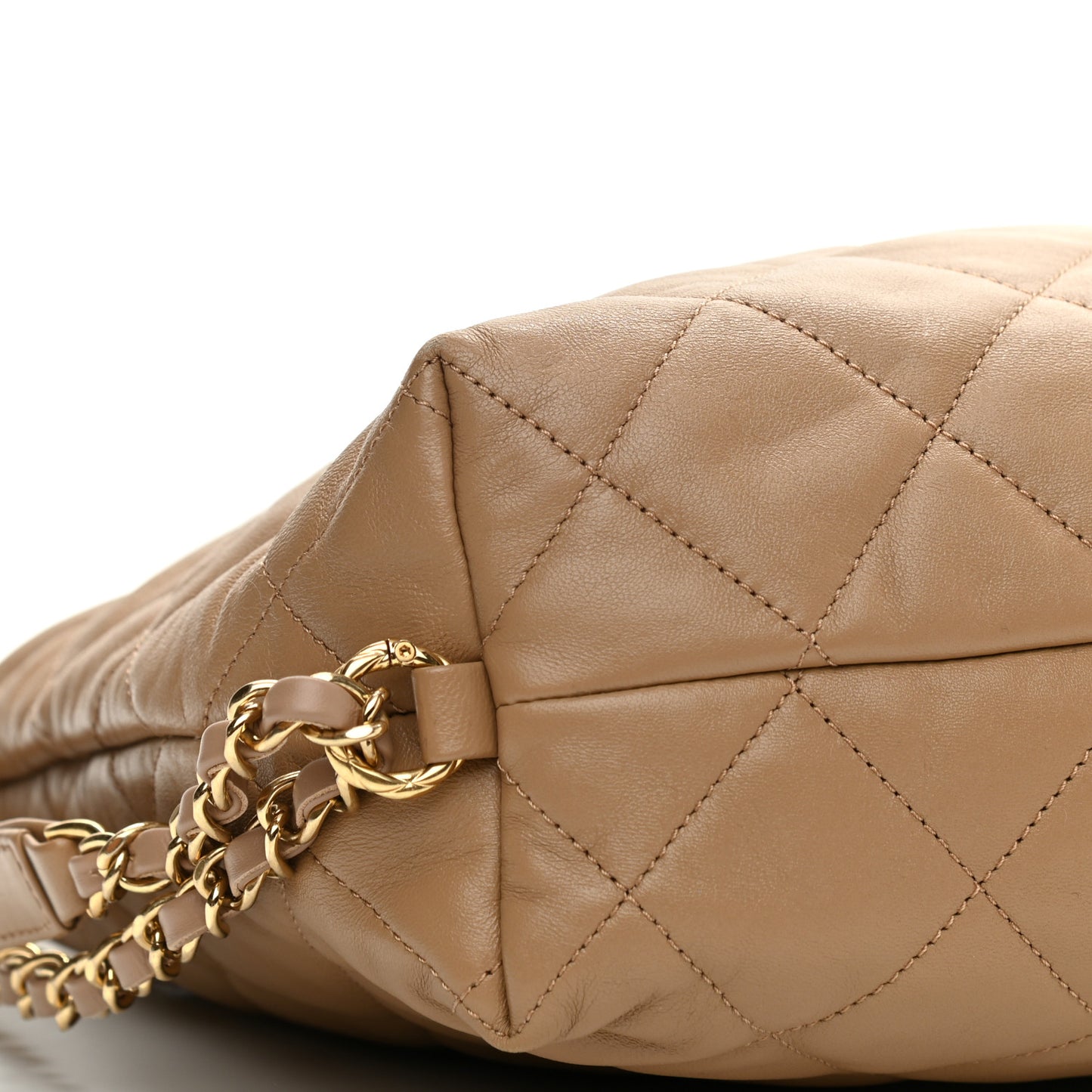Lambskin Quilted Hobo Beige