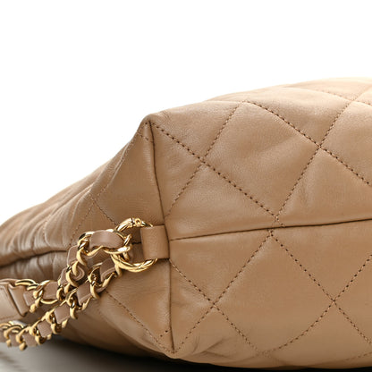 Chanel Lambskin Quilted Hobo Beige 8 of 9
