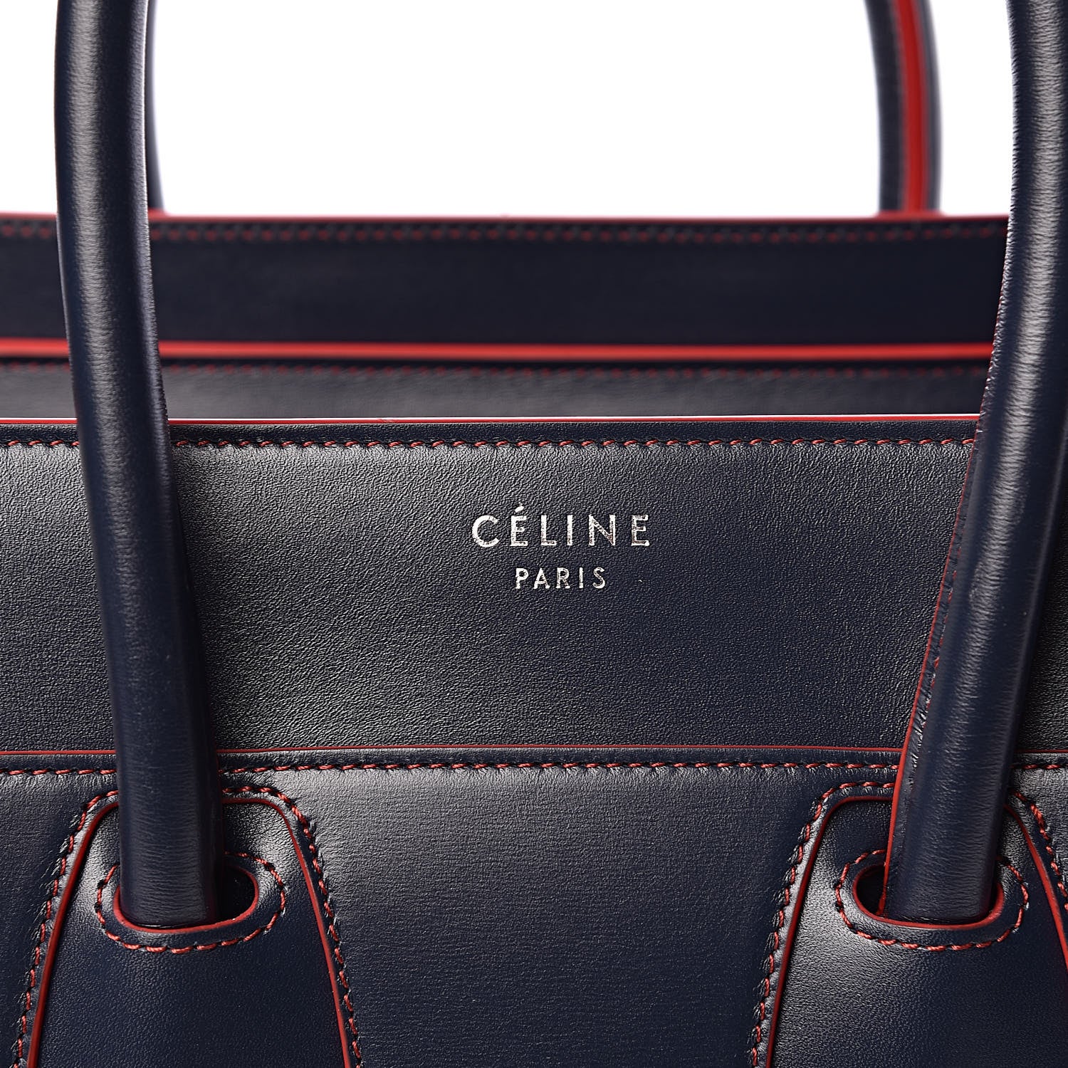 Celine Satin Debossed Calfskin Micro Luggage Navy Blue 6 of 10