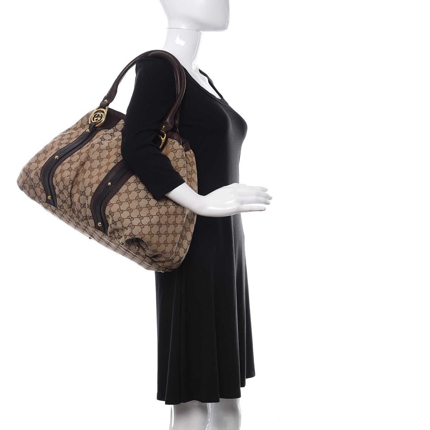 Monogram Medium Interlocking Icon Tote Dark Brown