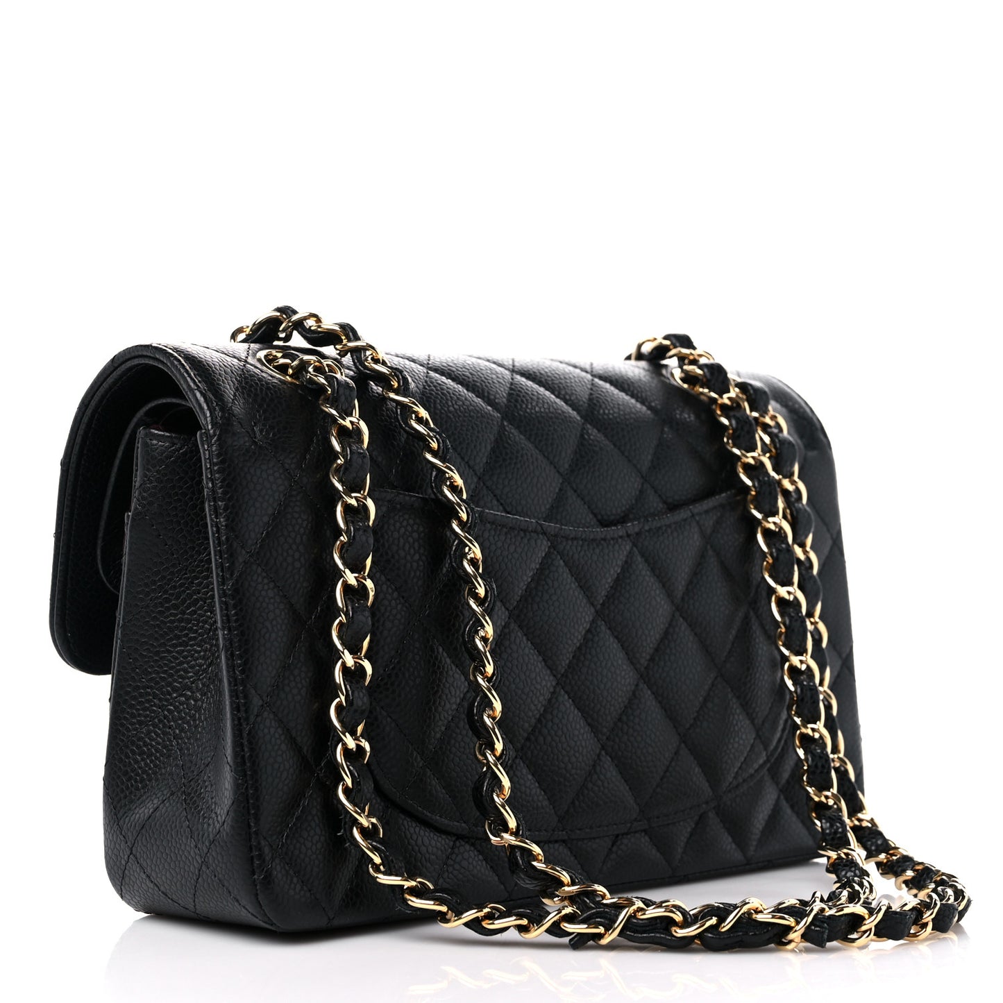 Caviar Quilted Small Double Flap Black