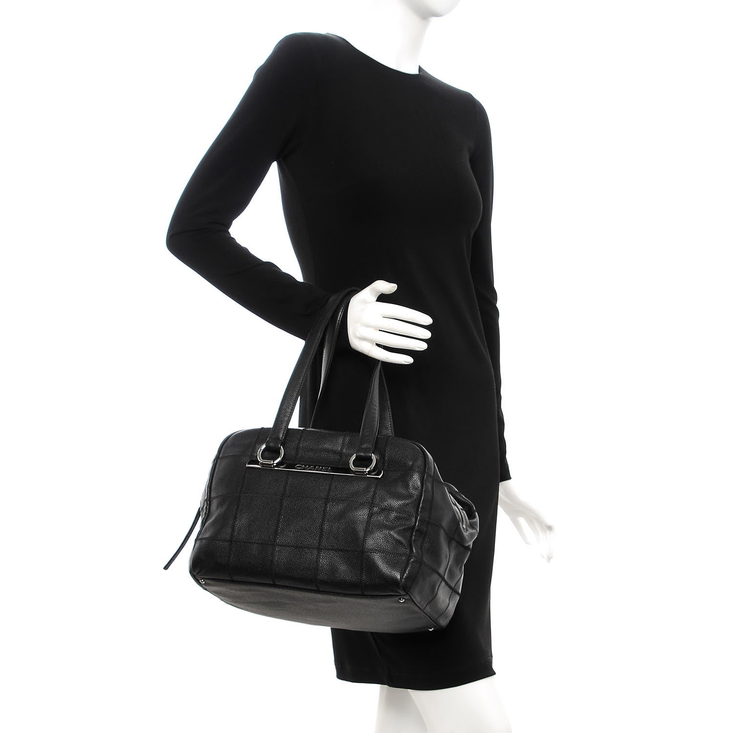 Chanel Caviar Square Stitched Medium Tote Black 2 of 7