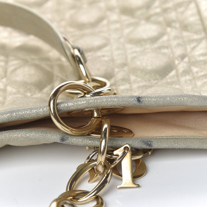 Christian Dior Metallic Lambskin Cannage Dior Soft Shopping Tote Gold 9 of 31