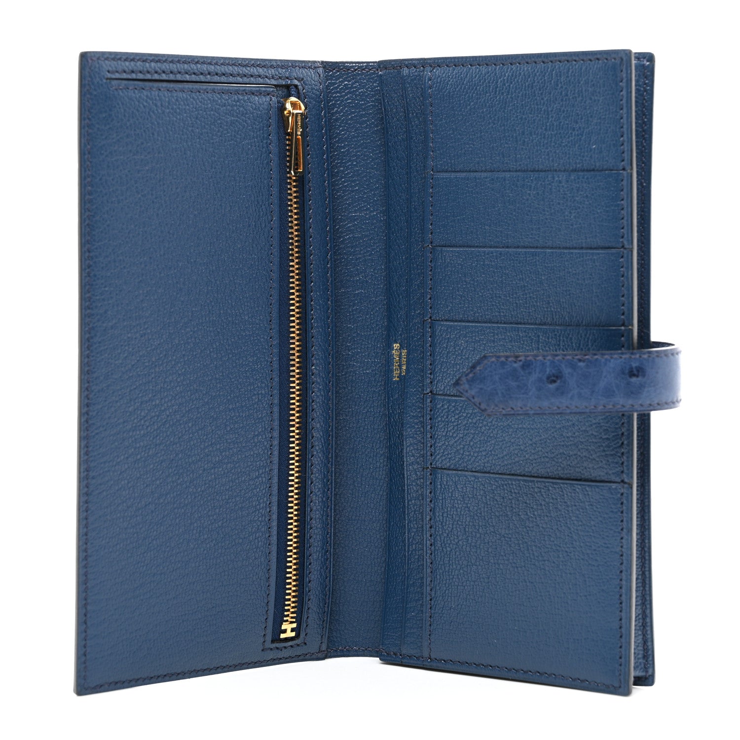 Hermes Ostrich Bearn Wallet Bleu Indigo 5 of 9
