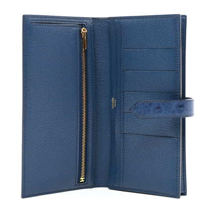 Hermes Ostrich Bearn Wallet Bleu Indigo 5 of 9