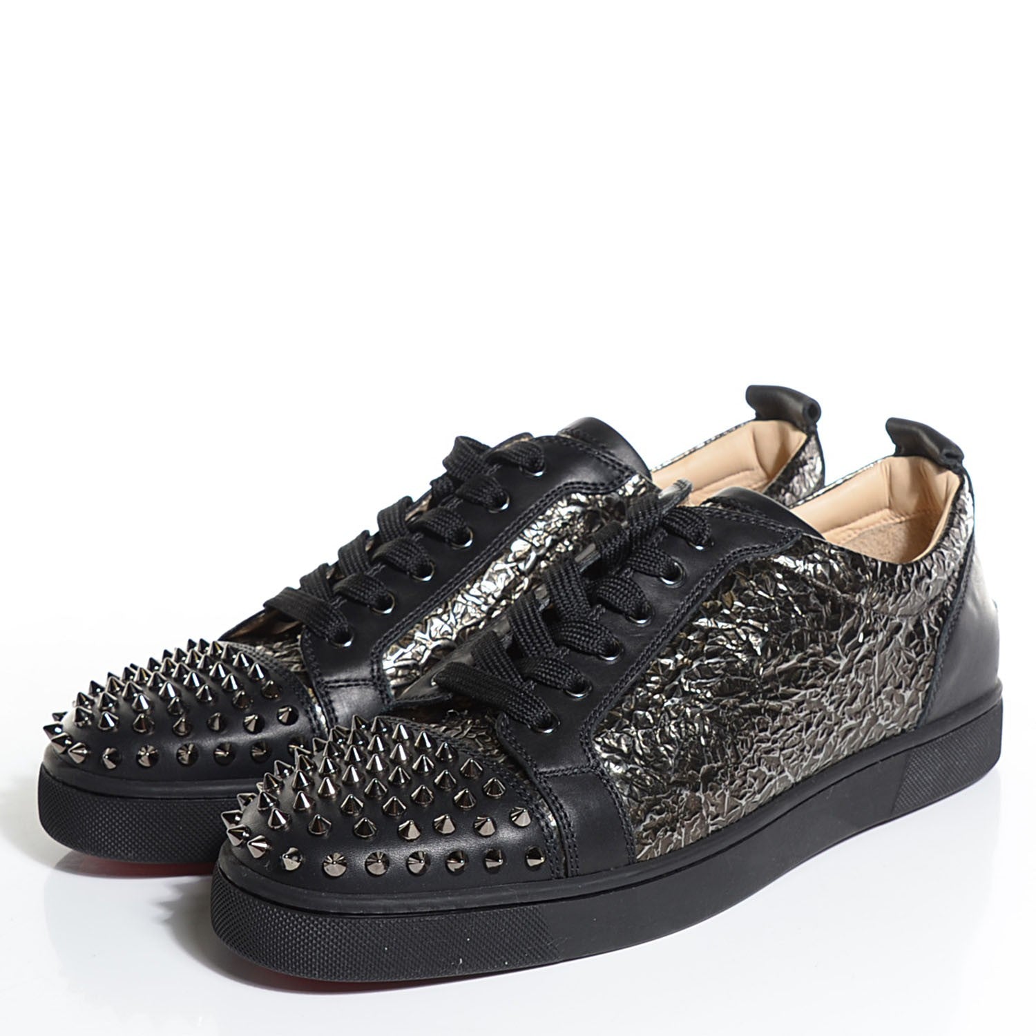 Christian Louboutin Mens Calfskin Louis Spikes Flat Sneakers 43.5 Black 3 of 5