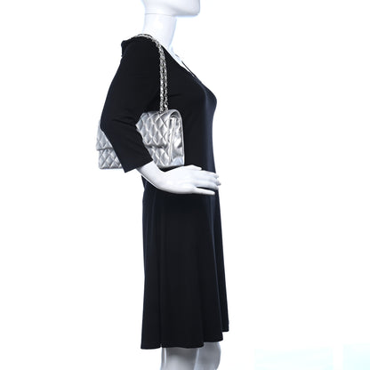 Chanel Metallic Lambskin Quilted Medium Double Flap Silver 2 of 9