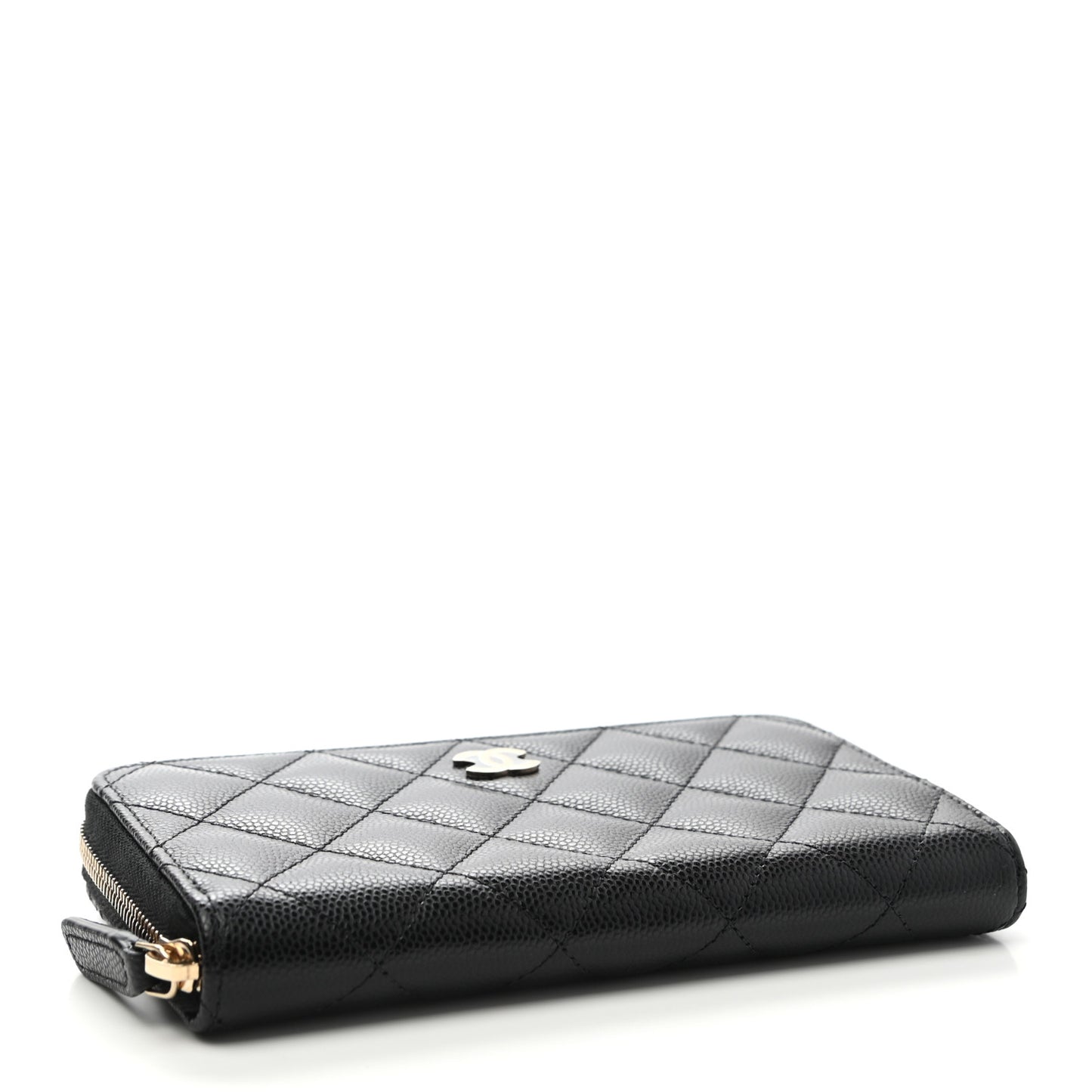 Caviar Quilted Medium Zip Around Wallet Black
