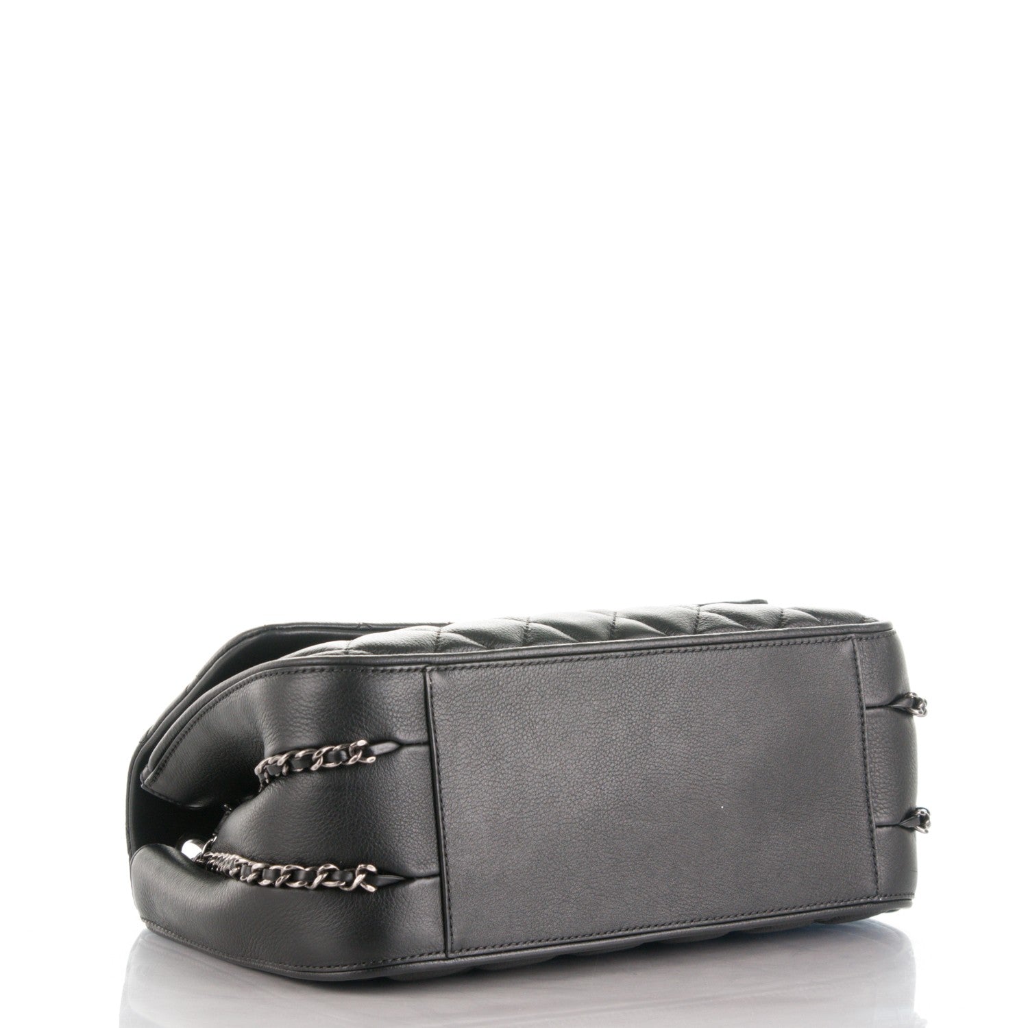 Chanel Calfskin Quilted Medium Frame In Chain Flap Black 4 of 7