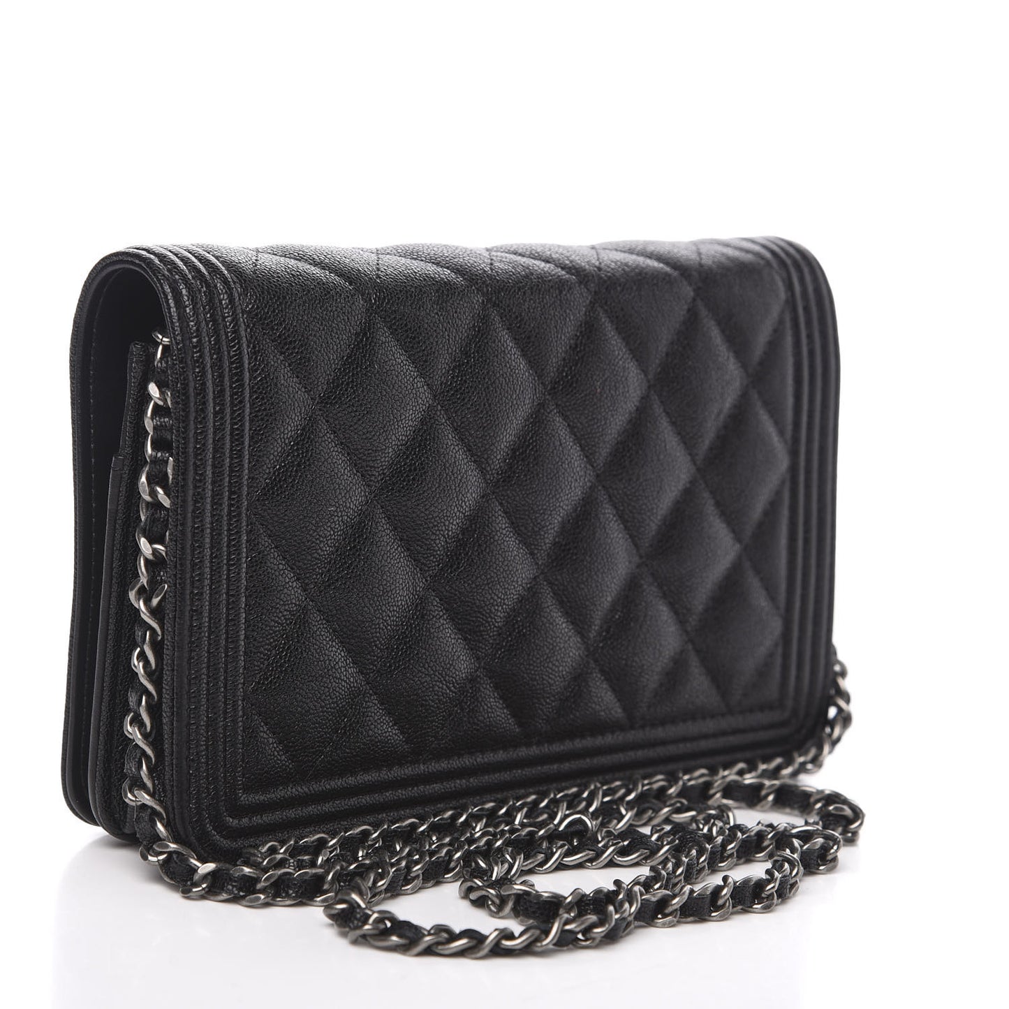 Caviar Quilted Boy Wallet On Chain WOC Black