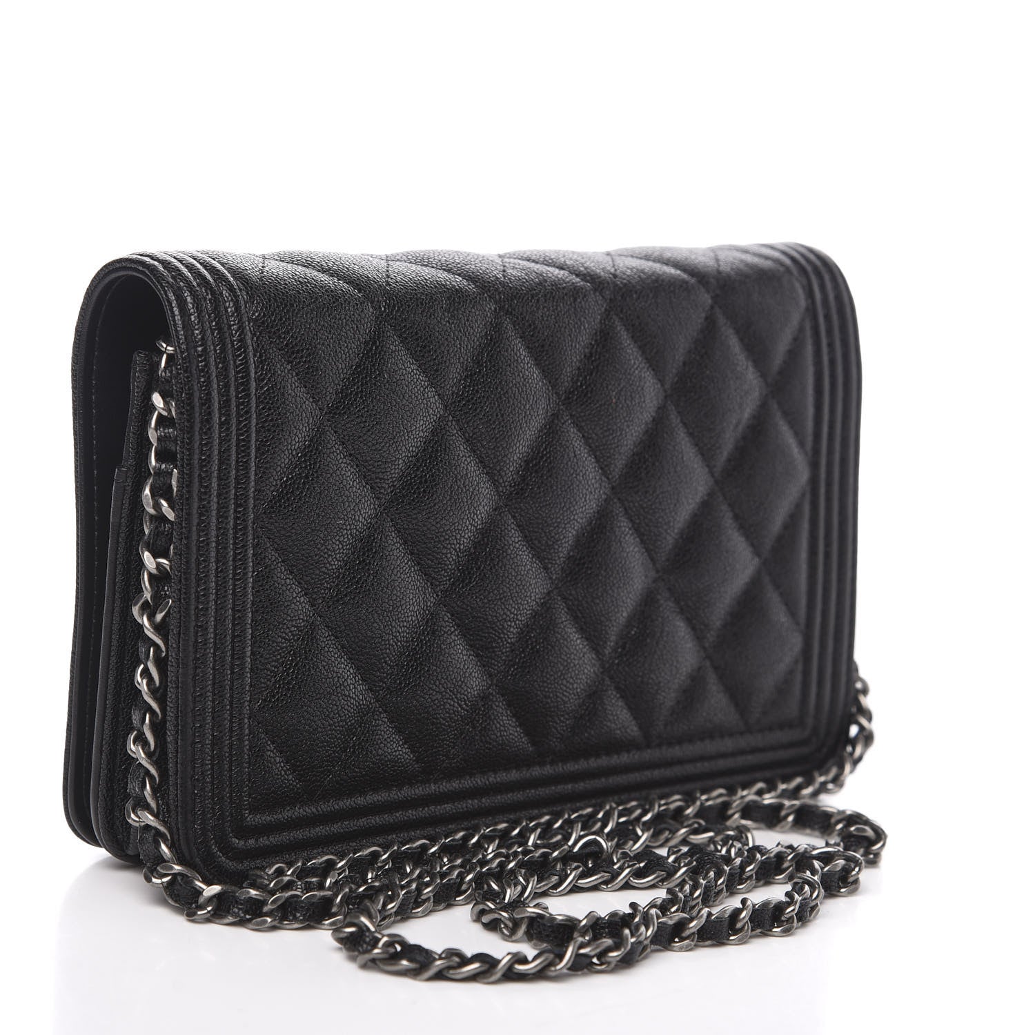 Chanel Caviar Quilted Boy Wallet On Chain WOC Black 2 of 11