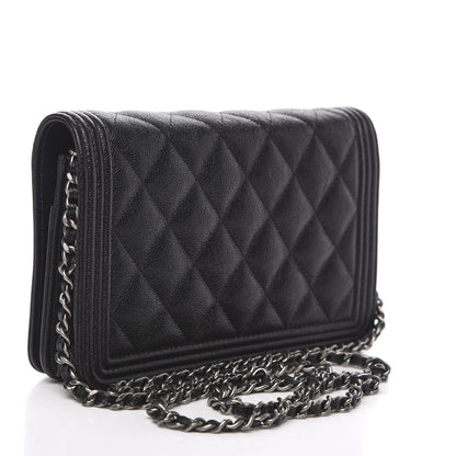 Chanel Caviar Quilted Boy Wallet On Chain WOC Black 2 of 11