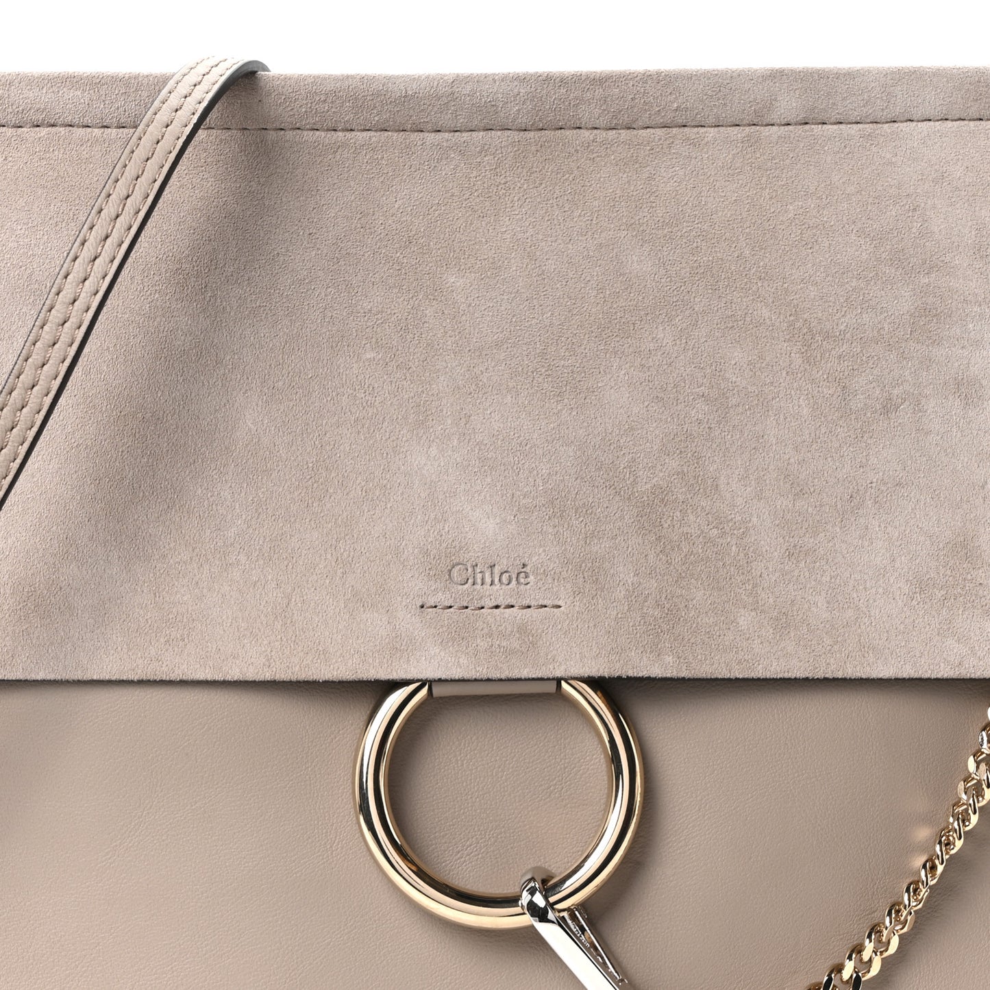 Calfskin Suede Medium Faye Shoulder Bag Motty Grey