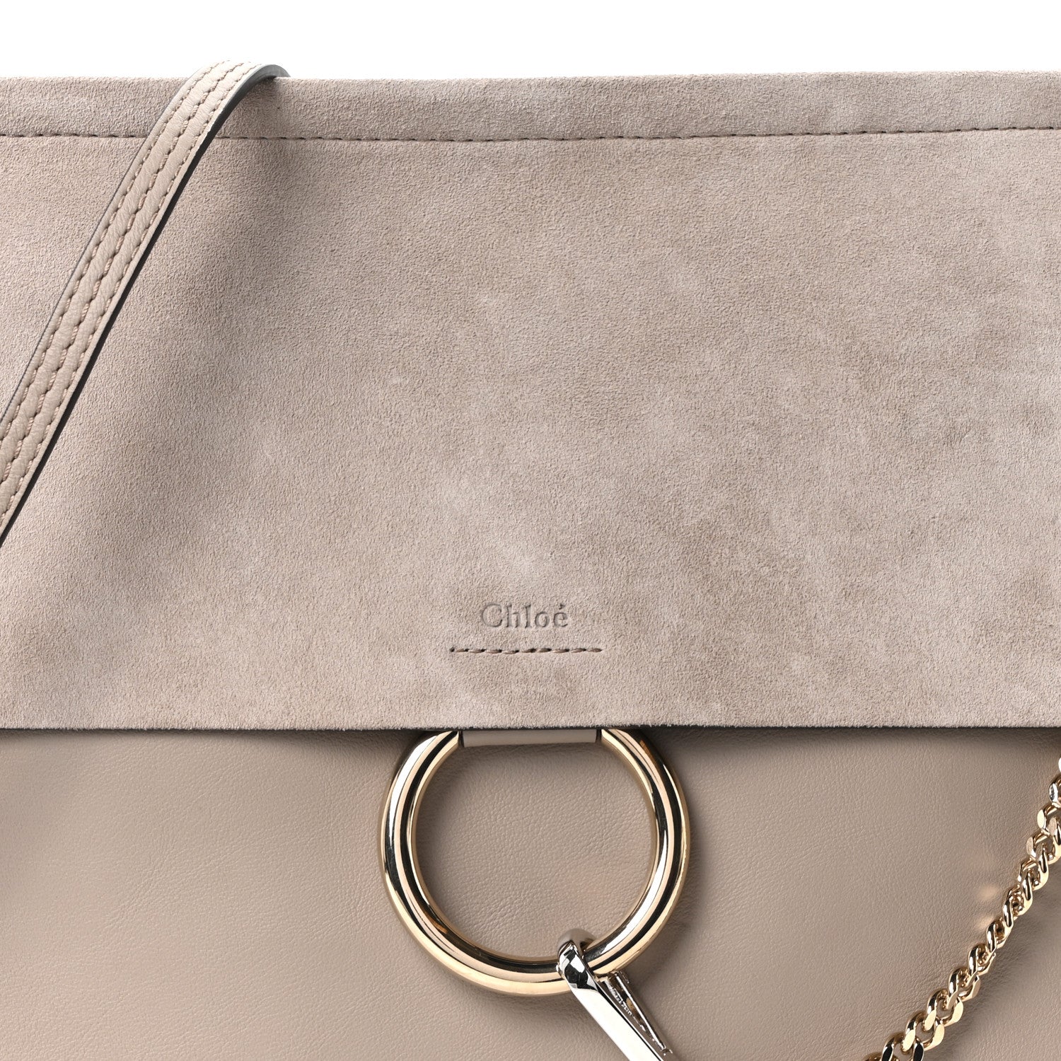 Chloe Calfskin Suede Medium Faye Shoulder Bag Motty Grey 7 of 9