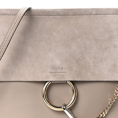 Chloe Calfskin Suede Medium Faye Shoulder Bag Motty Grey 7 of 9