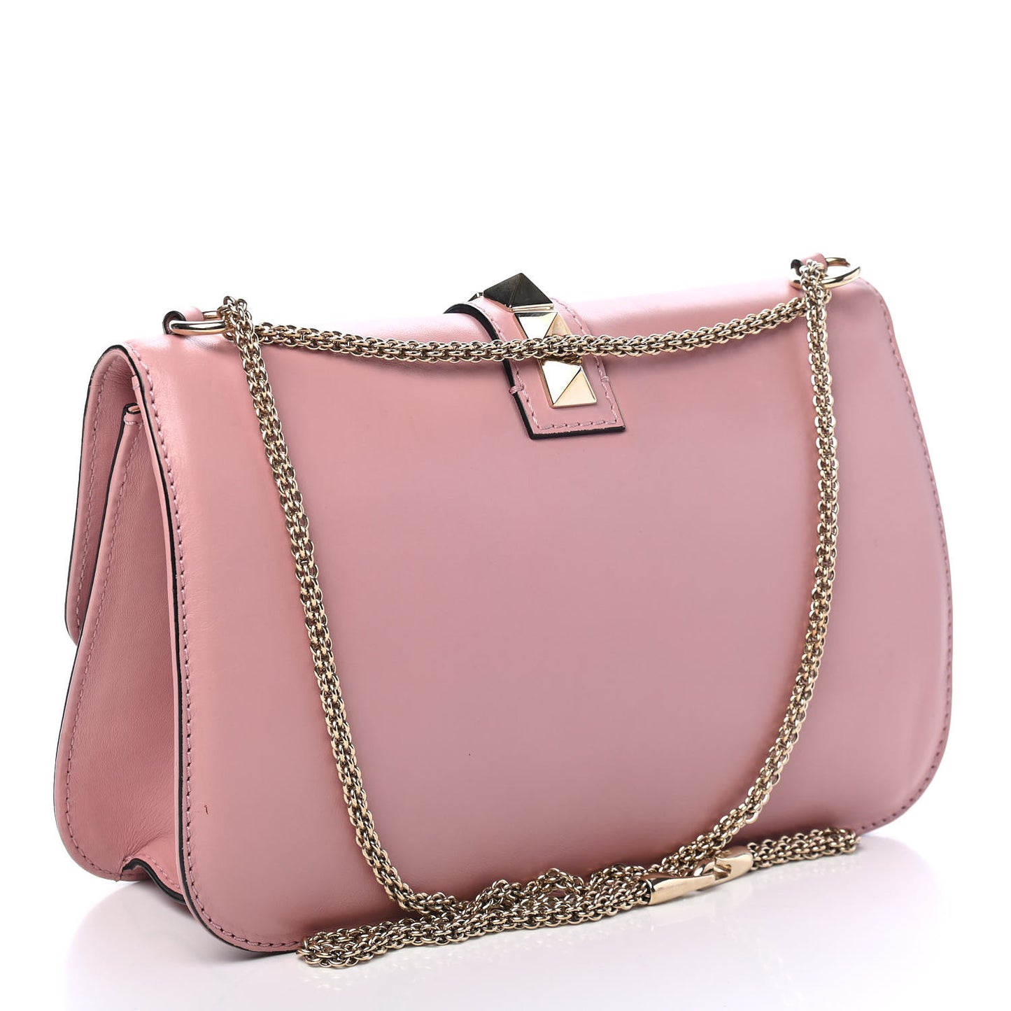 Vitello Large Glam Lock Rockstud Flap Pop Gardenia