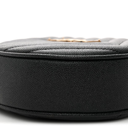 Saint Laurent Grain De Poudre Matelasse Chevron Quilted Round Vinyle Camera Bag Black 9 of 10