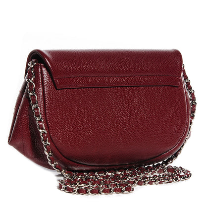 Chanel Caviar Half Moon Wallet On Chain WOC Dark Red 3 of 9