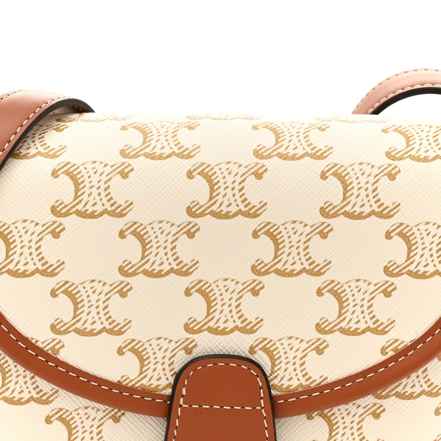 Triomphe Canvas Calfskin Mini Besace Bag White