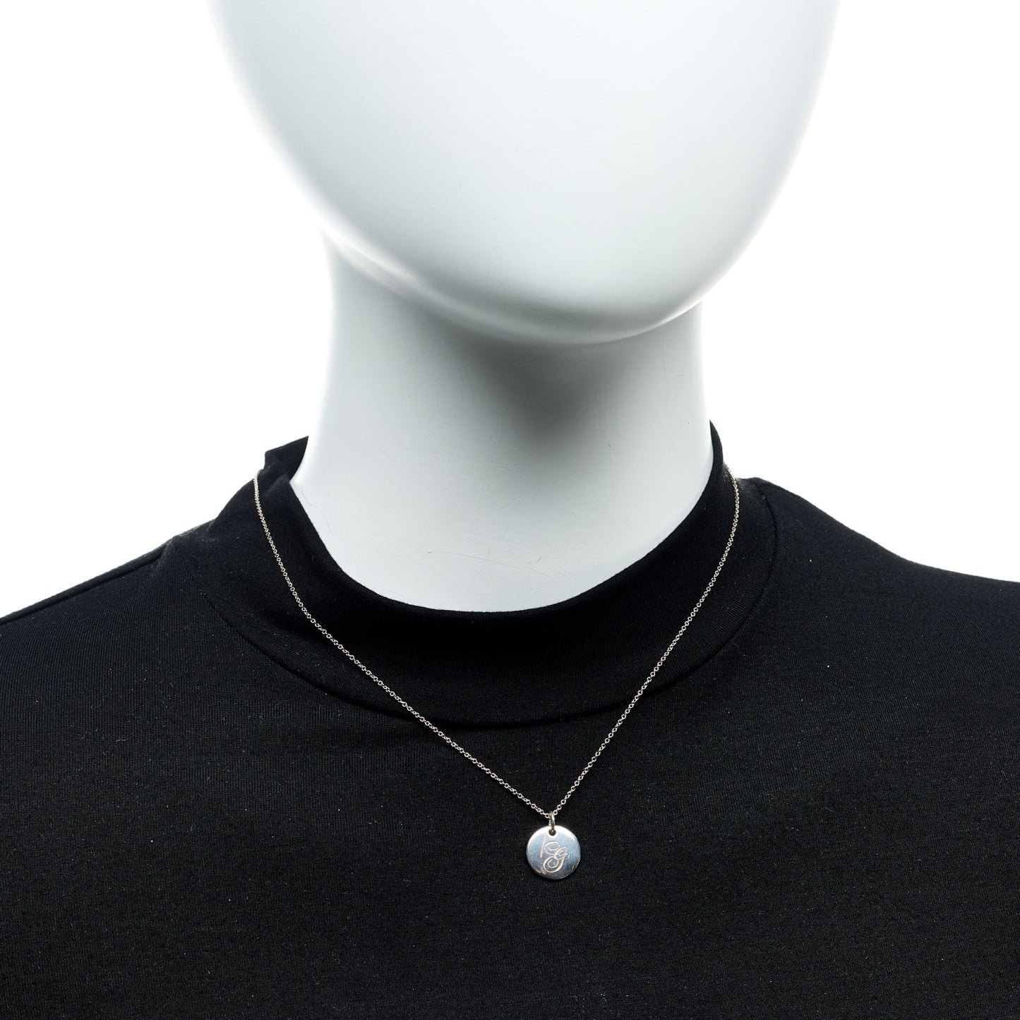 Sterling Silver Letter G Disc Pendant Necklace