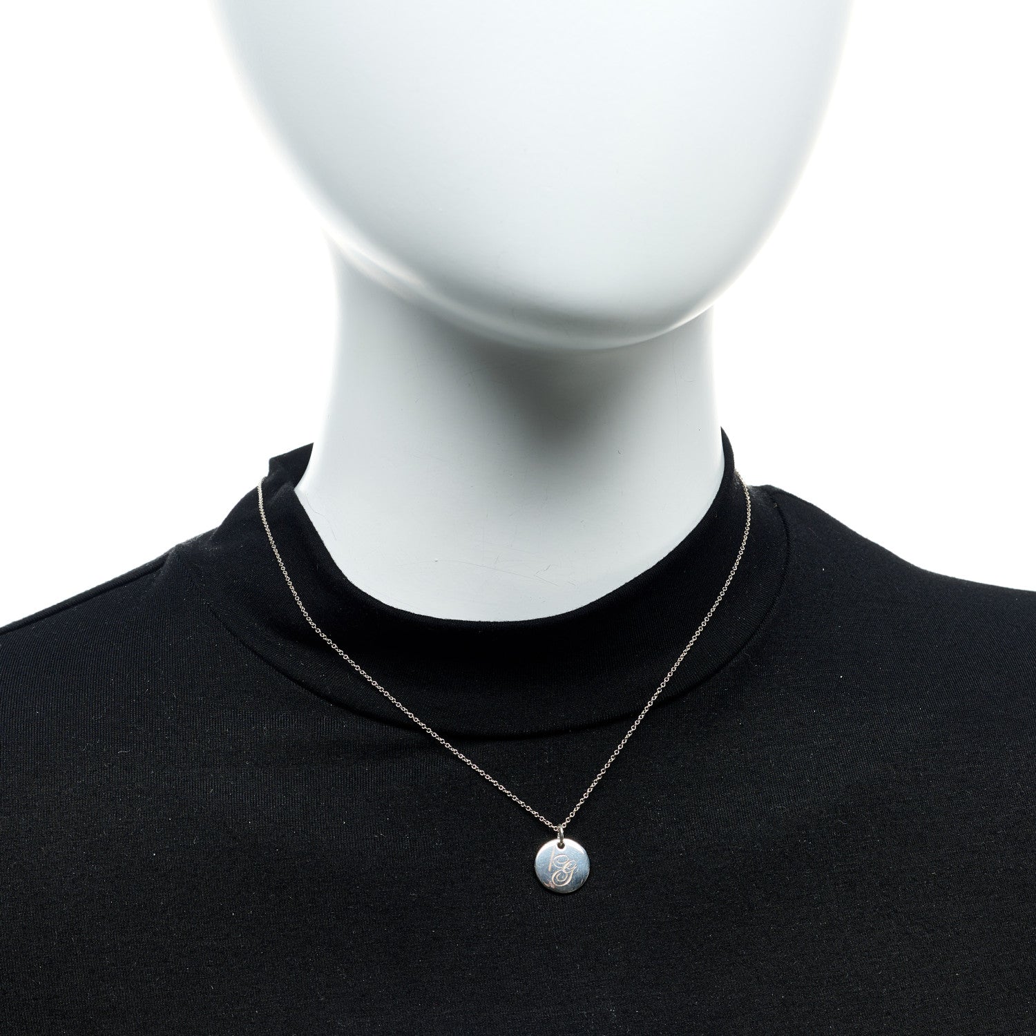 Tiffany Sterling Silver Letter G Disc Pendant Necklace 2 of 7