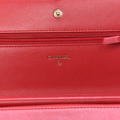 Chanel Caviar Quilted CC Filigree Wallet On Chain WOC Red 6 of 11