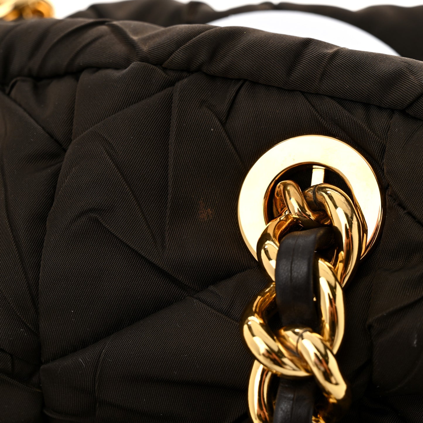 Tessuto Nylon Chevron Catena Bag Ebano