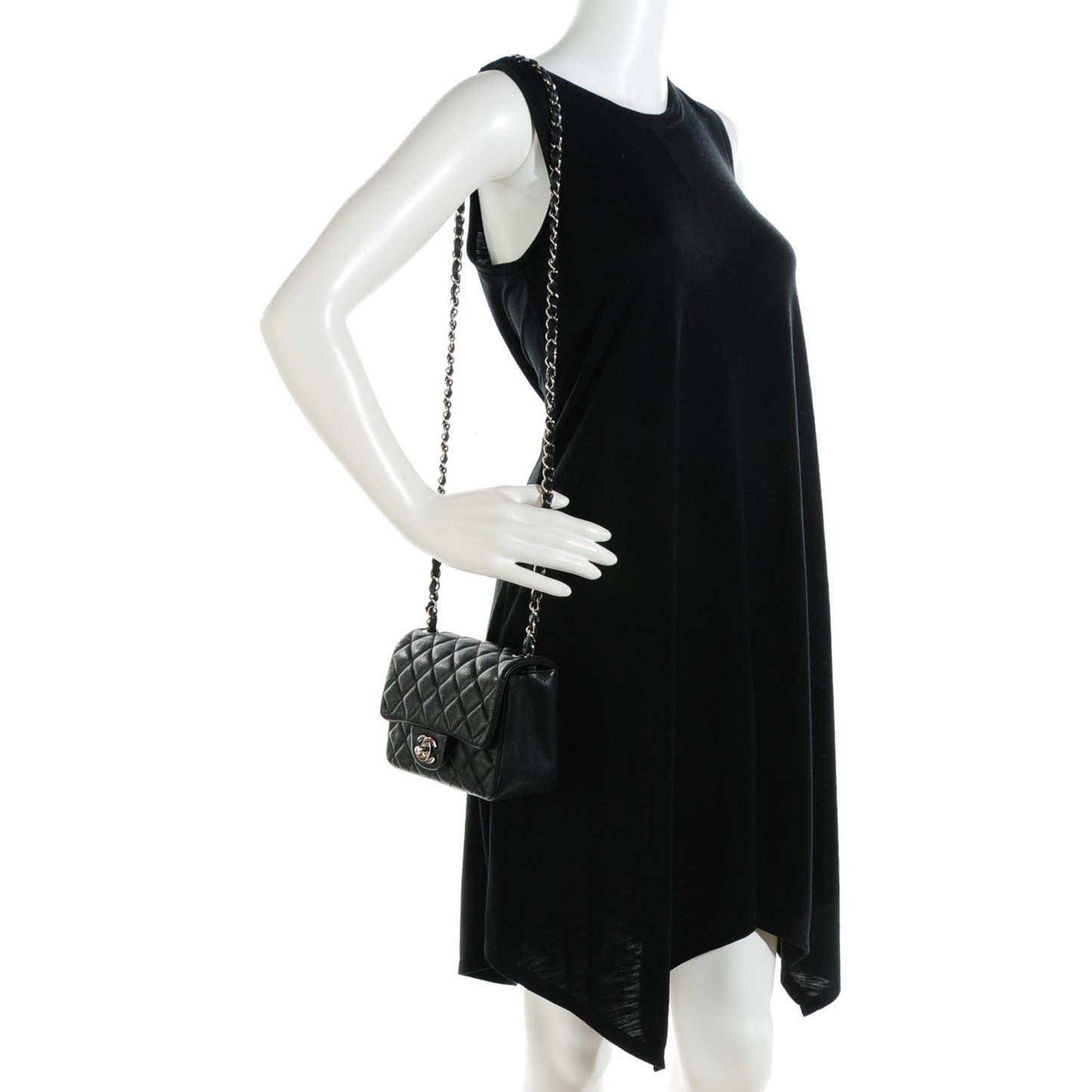 Caviar Quilted Mini Square Flap Black