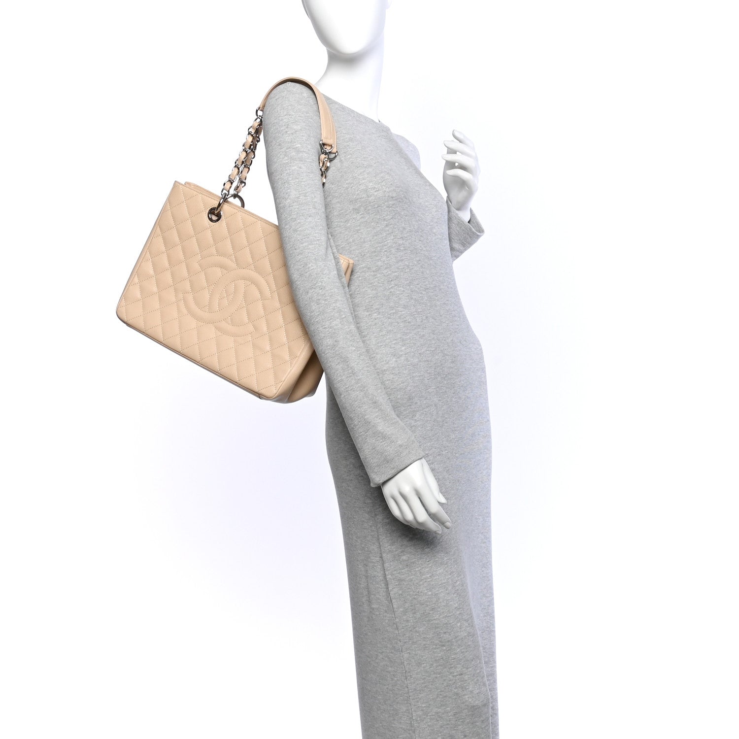 Chanel Caviar Quilted Grand Shopping Tote GST Beige 2 of 11