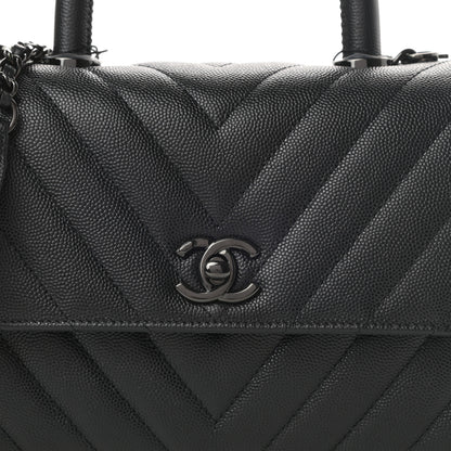 Chanel Caviar Chevron Quilted Mini Coco Handle Flap So Black 8 of 11