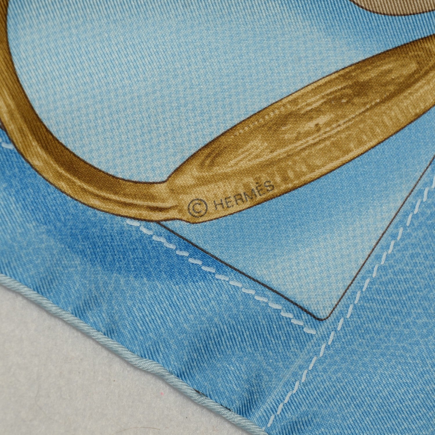 Hermes Silk Projets Carres Scarf 90 Bleu Ciel 10 of 14