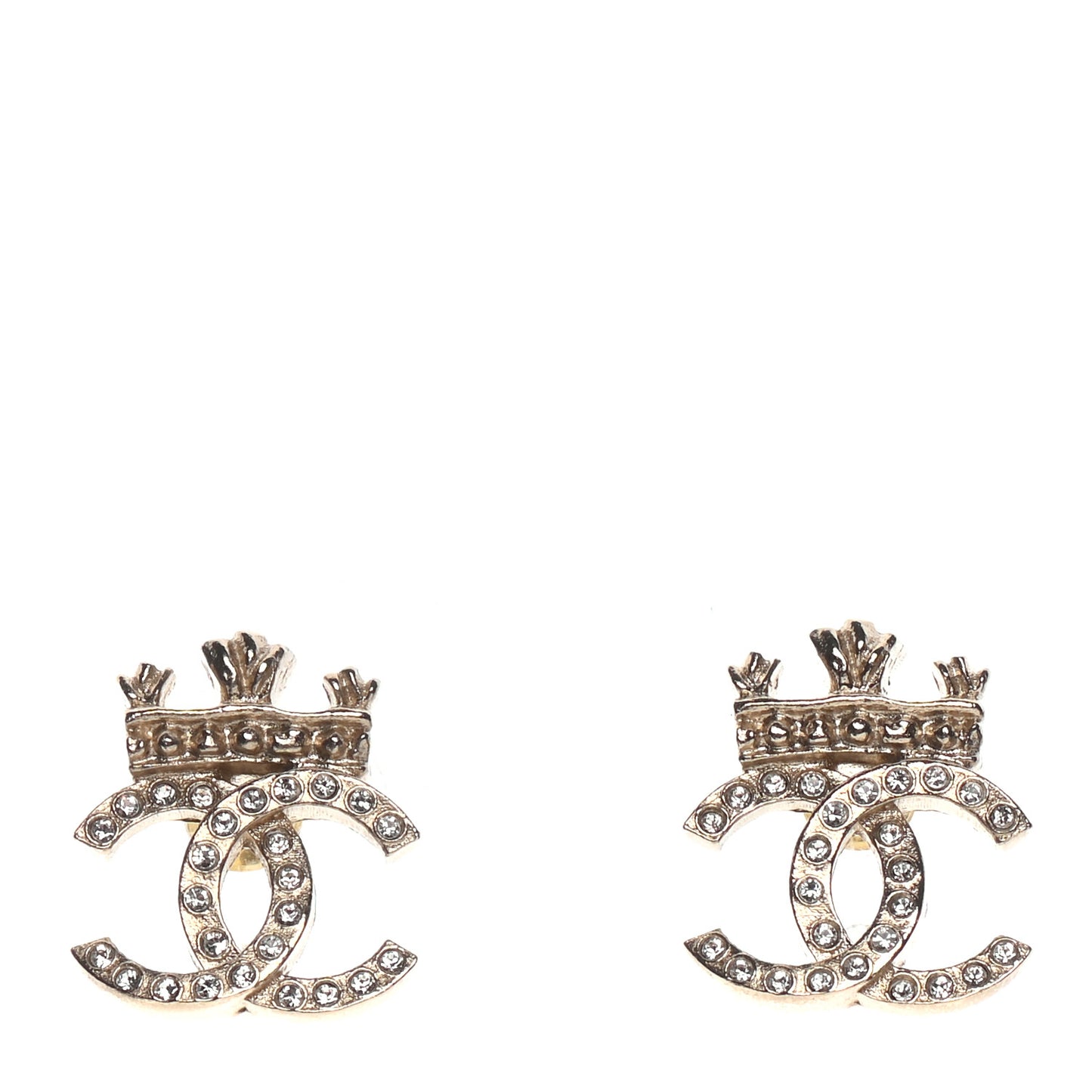 Crystal CC Crown Earrings Gold