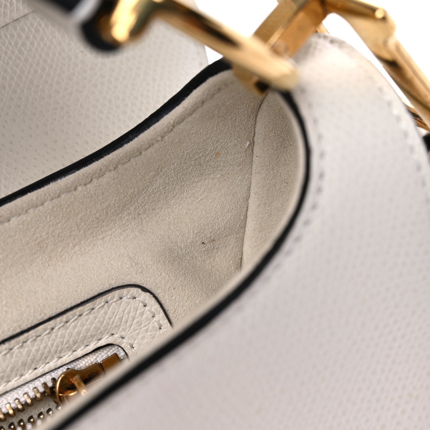 Grained Calfskin Saddle Bag White