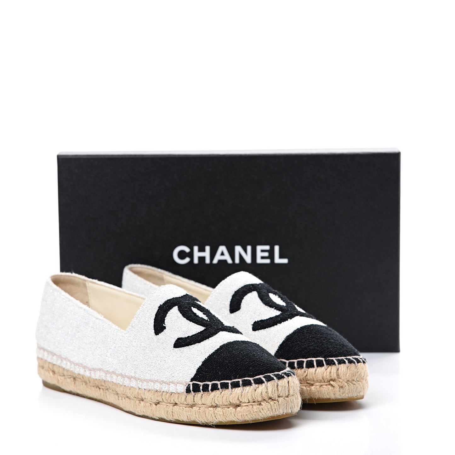 Terry Cloth CC Espadrilles 40 Silver Black