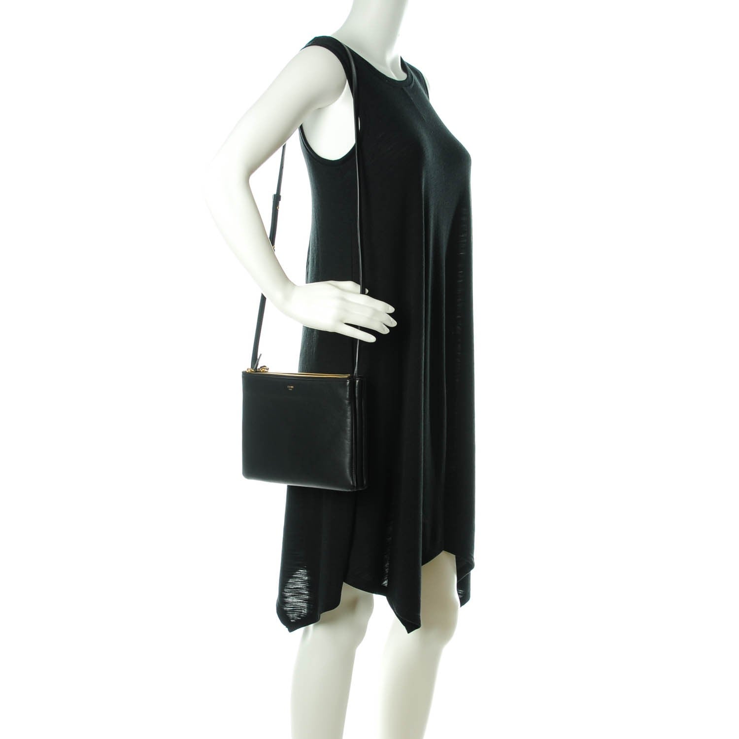 Celine Lambskin Large Trio Crossbody Bag Black 2 of 7