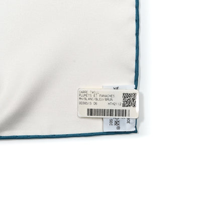 Hermes Silk Plumets Et Panaches Scarf 90 White Bleu Brun 6 of 6