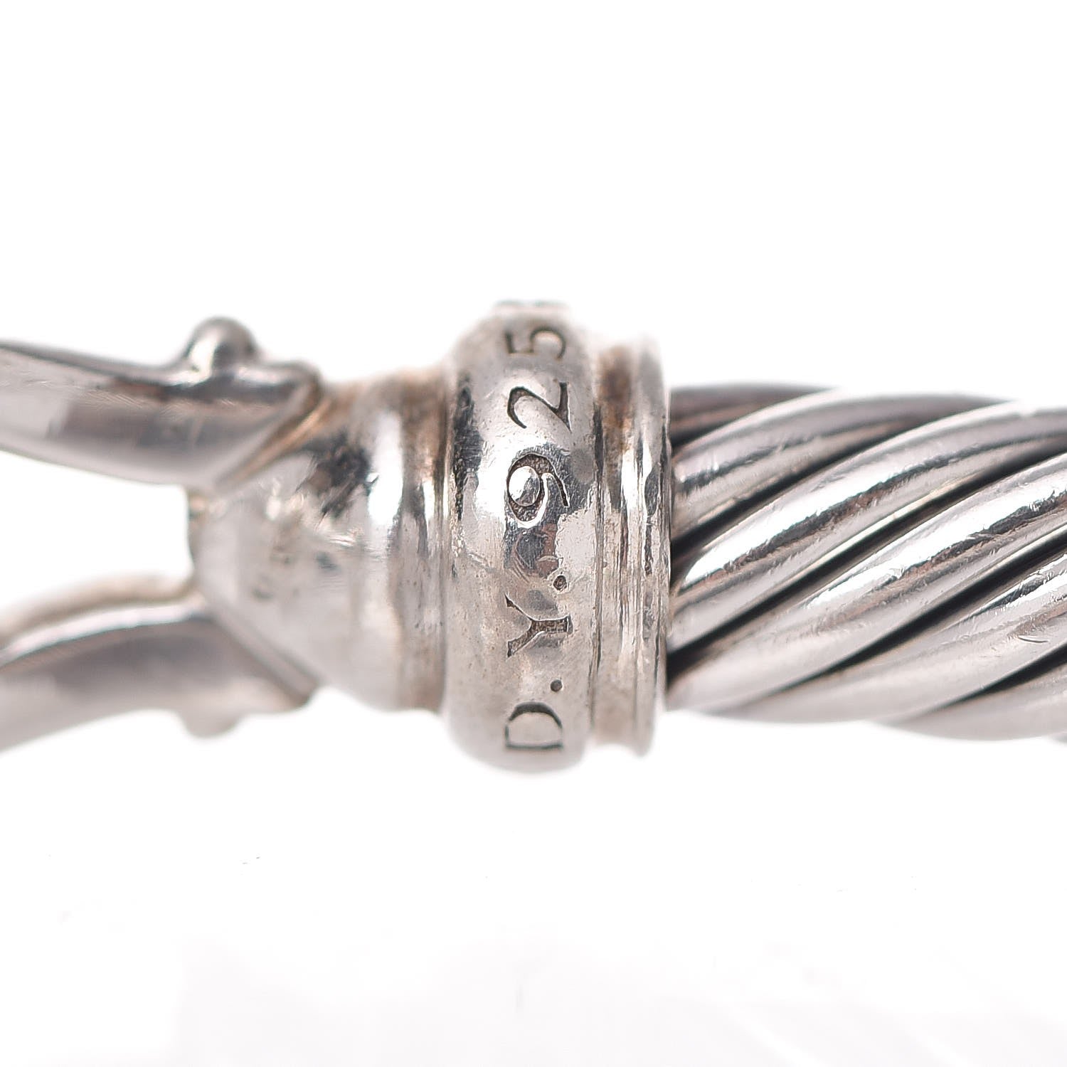 David Yurman Sterling Silver Diamond 5mm Cable Buckle Bracelet 5 of 6